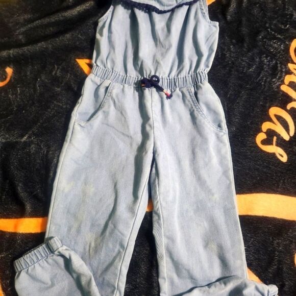 Girl's 5 Years Yellow Blue Lot od 3 Pieces  2 Dresses & Overall - Picture 2 of 16